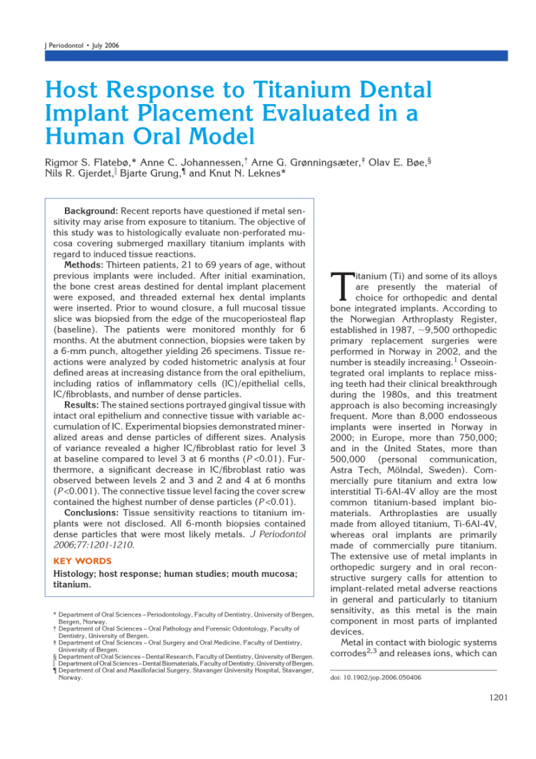 Titanium dental implants and metal reaction like hip? Dental News Network