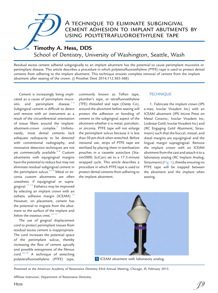 What type of dental cement is used to bond bridges to implant abutements Dental News Network